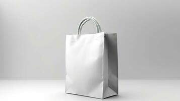 Packaging Bag Mockup White with shades on white Bg, AI Generated photo