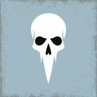 White Skull with Elongated Jaw on Blue Background vector