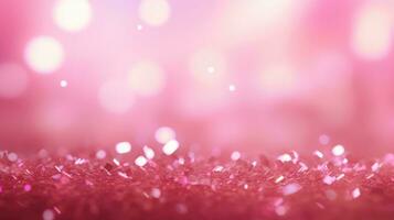 Pink glitter texture abstract bokeh background with copy space photo