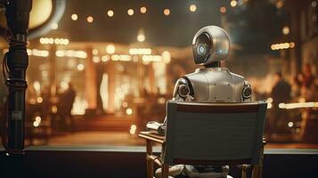 A robot in the director chair on a film set. The concept of artificial intelligence photo