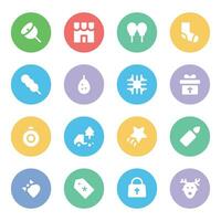 Flat Round Icons of Christmas Event vector