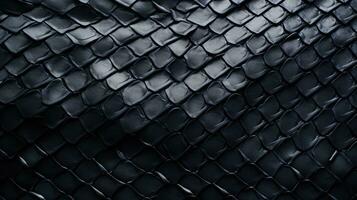 Background texture black leather reptiles. Snake skin or dragon scale texture photo