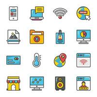 Pack of Web Media Flat Icons vector
