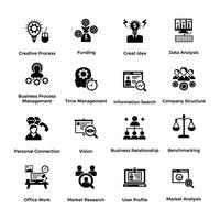 Pack of Solid Office Management Icons vector