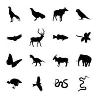 Pack of Jungle Animalia Solid Icon Vectors