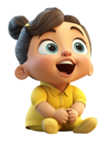 Cute and adorable little boy 3d character wearing yellow clothes, generative ai png