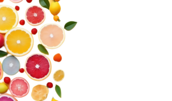 resh fruits border decoration isolated on transparent background, generative ai png