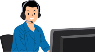 man customer Support Service Talks with a Client Through Headset png