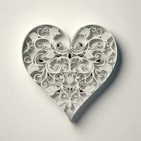 Stylized heart on white background paper cut style. AI Generated photo