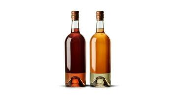 Two wine bottle. Templatefor advertising company promotion your of product on white background with copy space. AI Generated photo