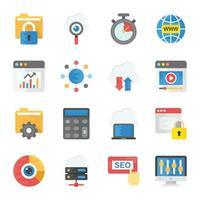 Bundle of SEO Services Flat Icons vector