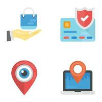 Online Shopping and Commerce Flat Icons vector