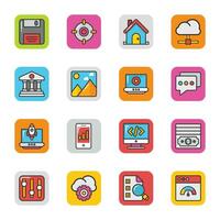 Pack of Web Flat Icons vector