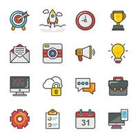 Pack of Web Content Flat Icons vector