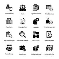 Pack of Solid Business Management Icons vector