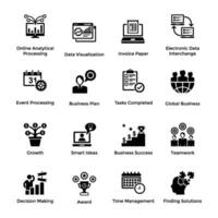 Pack of Solid Data Management Icons vector