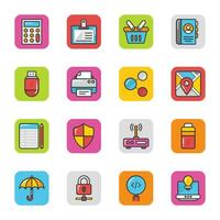 Bundle of Web Services Flat Icons vector