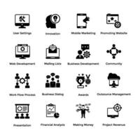 Pack of Solid Project Management Icons vector