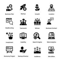 Pack of Solid Finance Management Icons vector