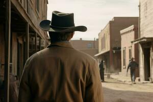 Cowboy west town movie. Generate AI photo