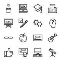 Student Performance Outline Icons Collection vector