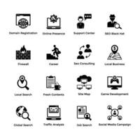 Bundle of Web Services Glyph Conceptual Icons vector