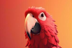 Red parrot head. Generate Ai photo