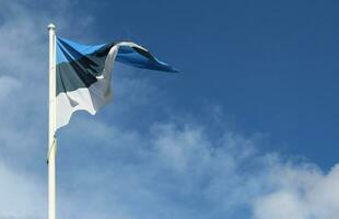 bandera de Estonia en contra el cielo foto