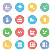 Pack of Garments and Fashion Accessories Flat Icons vector