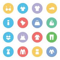 Pack of Garment Accessories Flat Icons vector