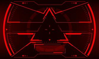 HUD sci-fi interface screen view red triangle geometric design virtual reality futuristic technology creative display vector