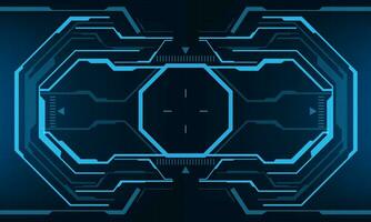 HUD sci-fi interface screen view blue octagon geometric design virtual reality futuristic technology creative display vector