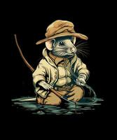 Rat Fishing Tshirt Design Background photo