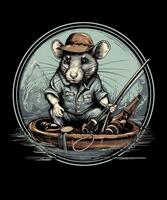 Rat Fishing Tshirt Design Background photo