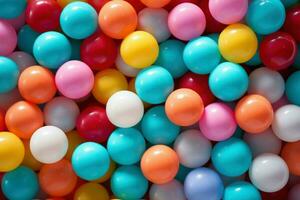 Colorful plastic balls background. Generate Ai photo