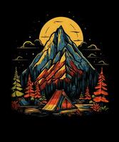 Mountain Summer Camping Tshirt Design Background photo