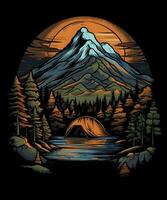 Mountain Summer Camping Tshirt Design Background photo