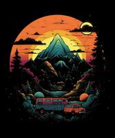 Mountain Summer Camping Tshirt Design Background photo