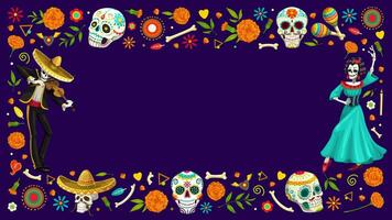 Dia De Los Muertos Day of the Dead holiday frame vector