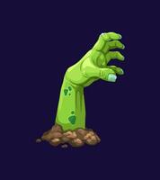 Cartoon zombie hand with green skin and blue nails vector