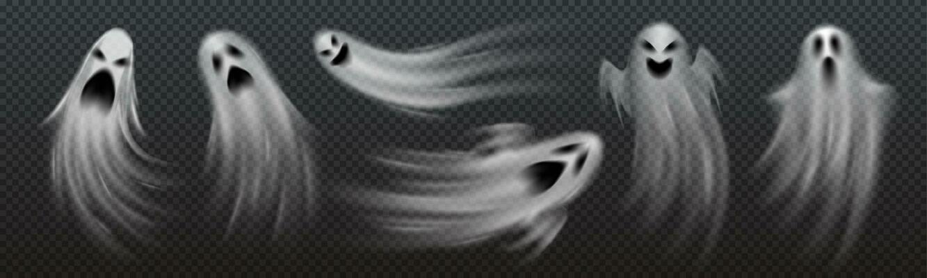 Realistic Halloween ghosts, poltergeist monsters