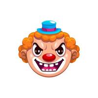 dibujos animados Víspera de Todos los Santos payaso escalofriante emoji personaje vector