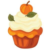 Appetizing pumpkin muffin with vector