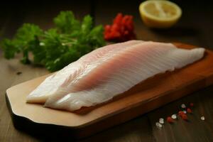 Raw fish fillet food. Generate Ai photo