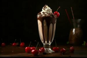 Chocolate milkshake dessert. Generate AI photo