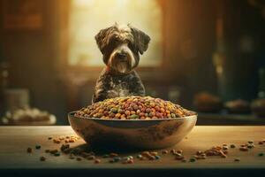 Dog food bowl feed. Generate Ai photo