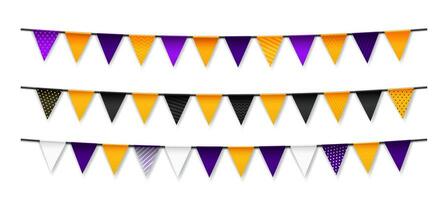 Realistic Halloween holiday garland pennant flags vector