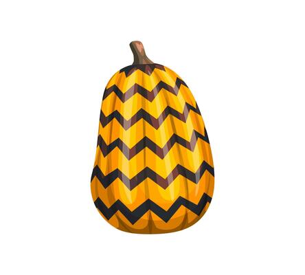 Halloween painted pumpkin with zig-zag pattern