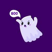 Cartoon cute Halloween kawaii ghost boo character vector