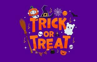 Trick or treat Halloween banner with kawaii ghosts vector